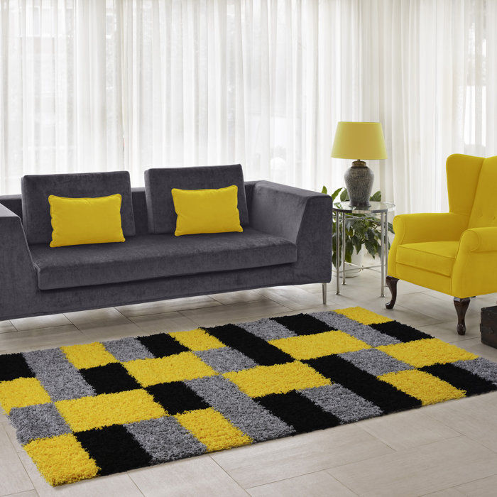 17 Stories Margot Shaggy Yellow Rug & Reviews Wayfair.co.uk